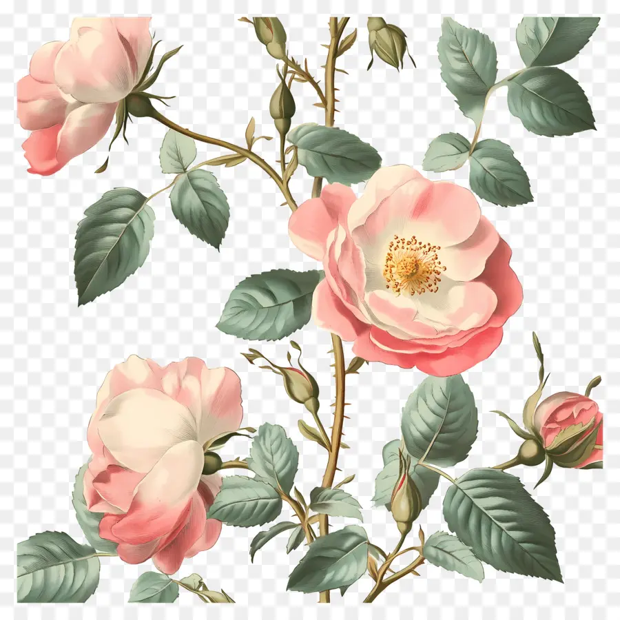 Fond De Fleurs，Rose Rose PNG