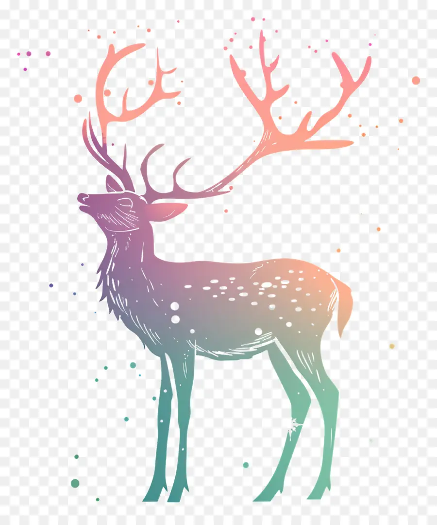 Cerf De Noël，Cerf Arc En Ciel PNG