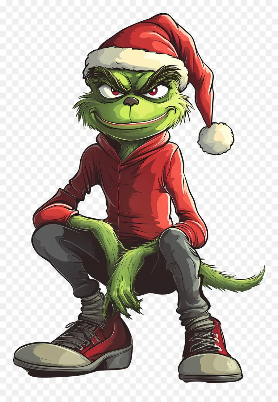 Grincheux De Dessin Animé，Grincheux Dans Le Chapeau De Père Noël PNG