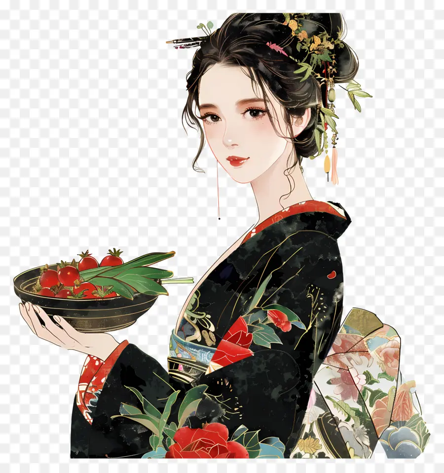 Femme Traditionnelle，Femme En Kimono PNG