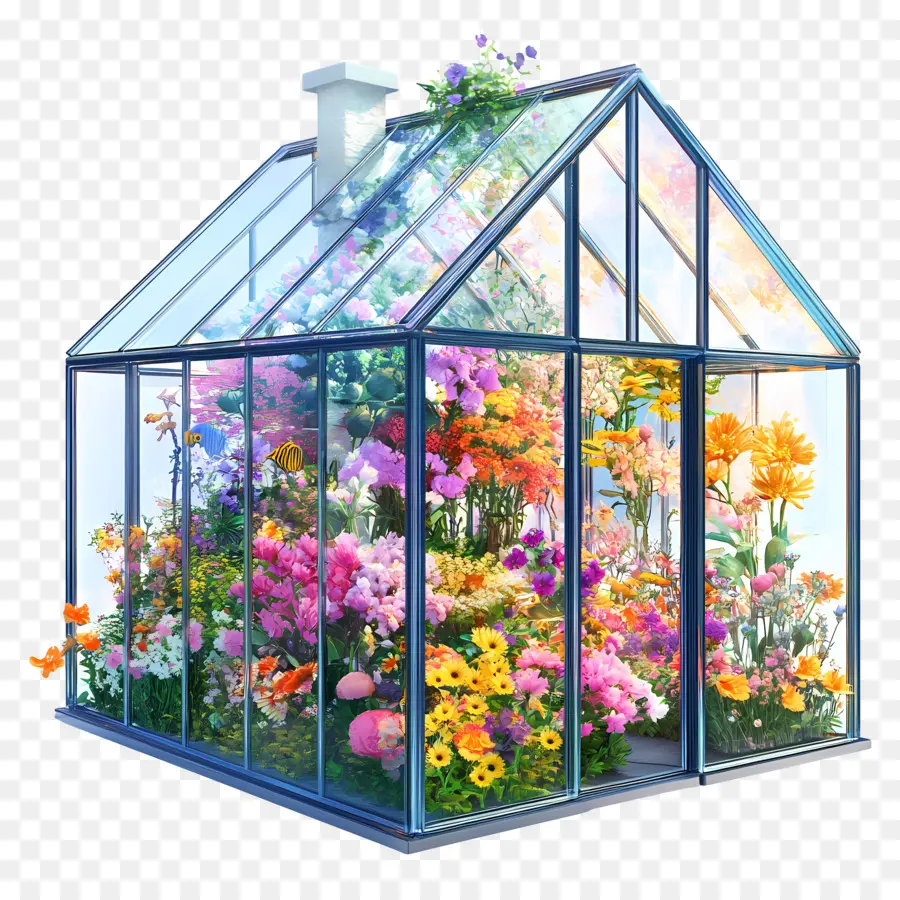 Maison De Fleurs En Verre，Serre En Verre PNG