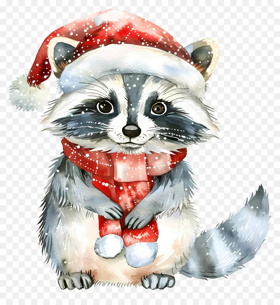 Raton Laveur De Noël，Raton Laveur Avec Bonnet De Noel PNG