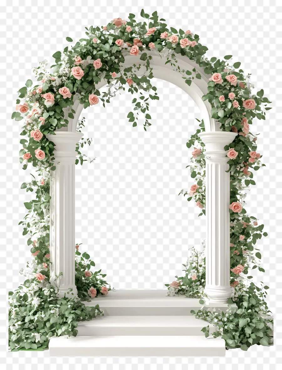 Fond De Fleur De Mariage，Arche Florale Blanche PNG