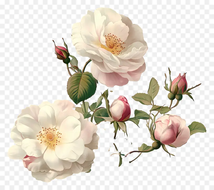 Fond De Fleurs，Fleurs Roses Et Blanches PNG