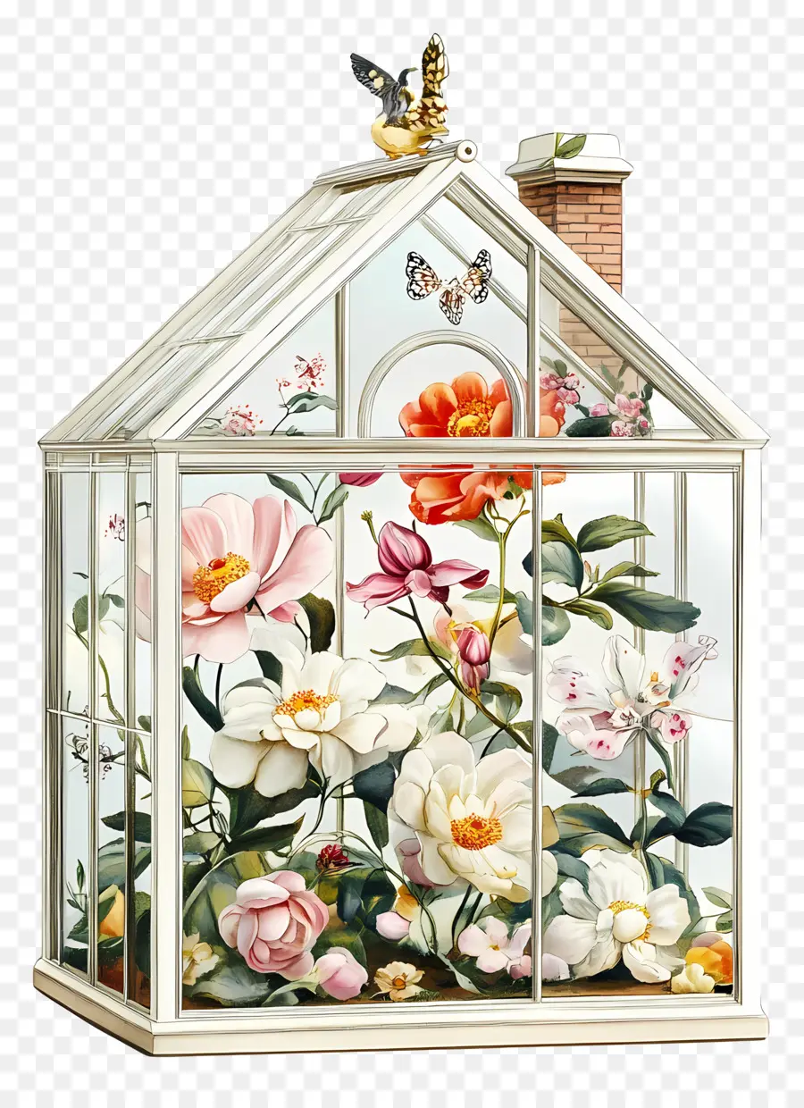 Maison De Fleurs En Verre，Terrarium Fleuri PNG