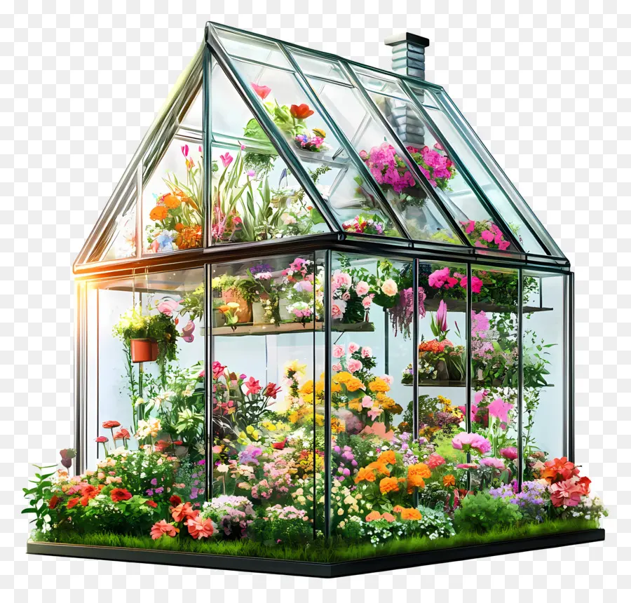 Maison De Fleurs En Verre，Serre En Verre PNG