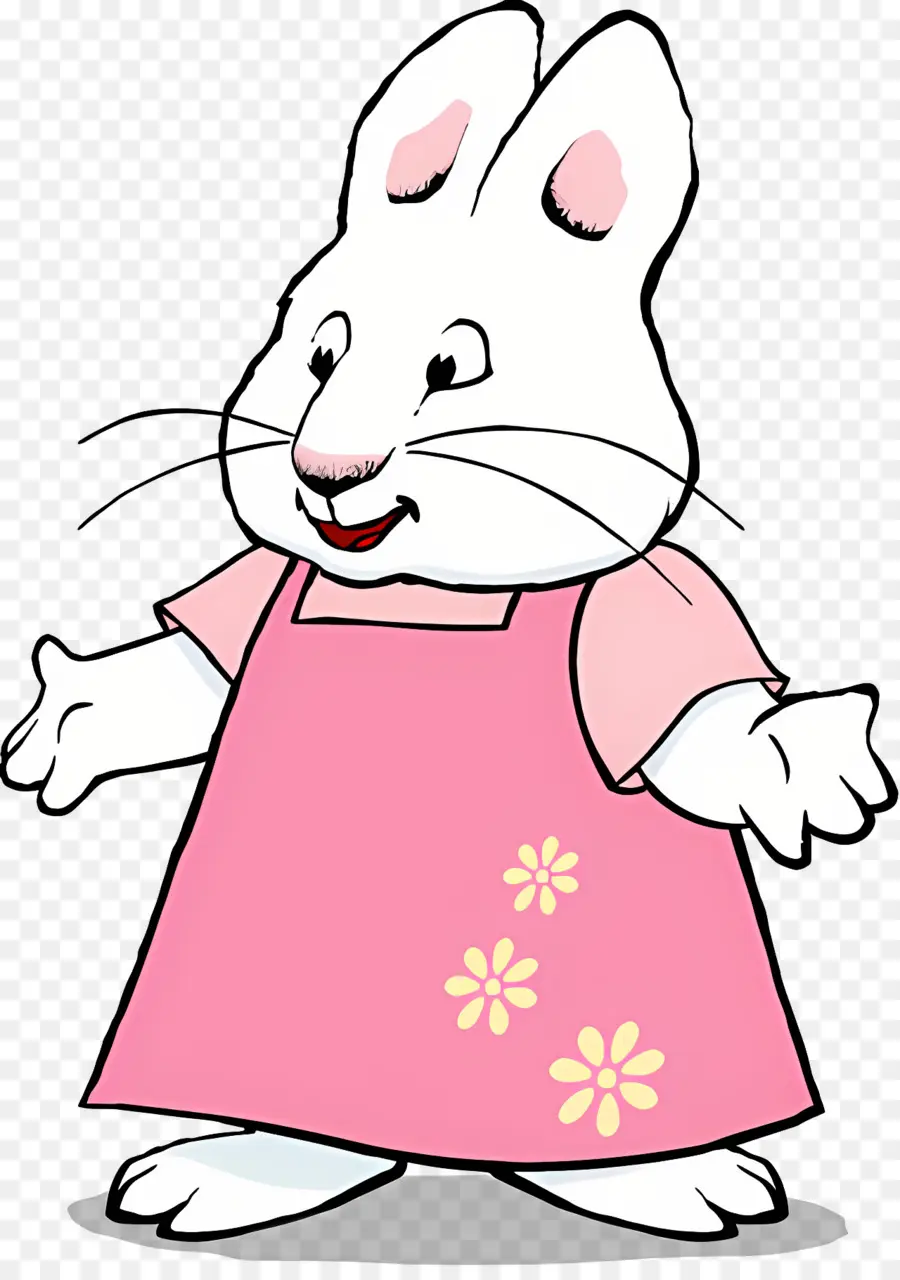 Max Rubis，Lapin Blanc En Robe Rose PNG