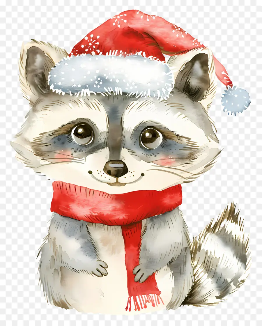 Raton Laveur De Noël，Raton Laveur Avec Bonnet De Noel PNG