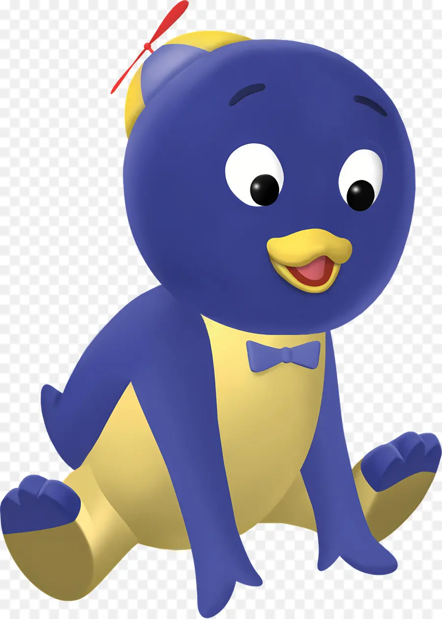 Les Mélodilous，Pingouin Bleu Assis PNG