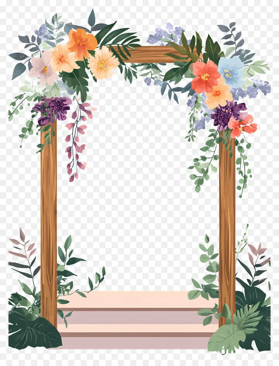 Fond De Fleur De Mariage，Arche Florale PNG