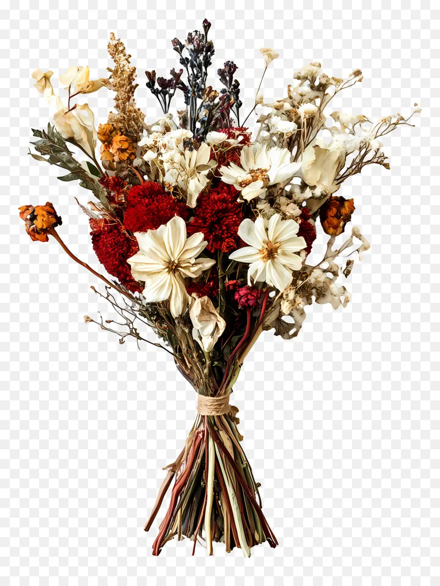 Art Des Fleurs Séchées，Bouquet De Fleurs Séchées PNG