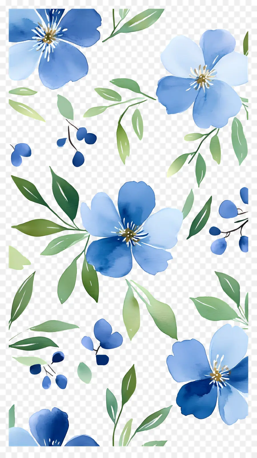 Fond De Fleurs，Motif Floral Bleu Foncé PNG