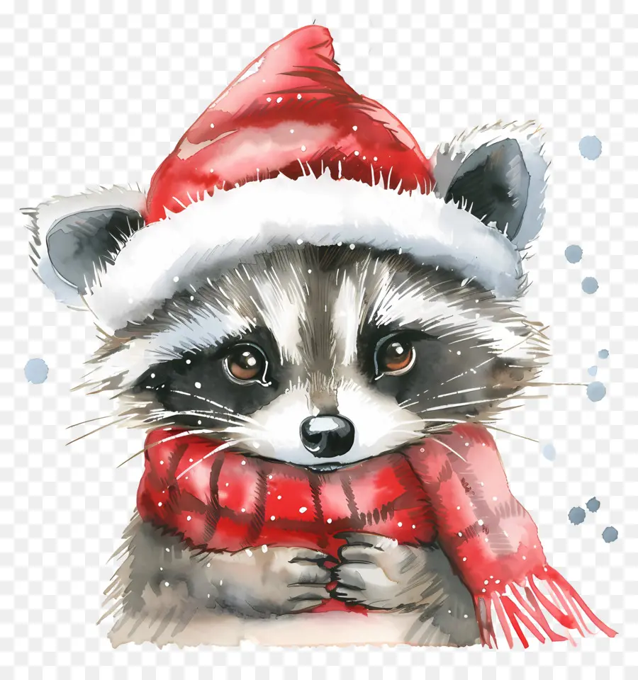 Raton Laveur De Noël，Raton Laveur Avec Bonnet De Noel PNG