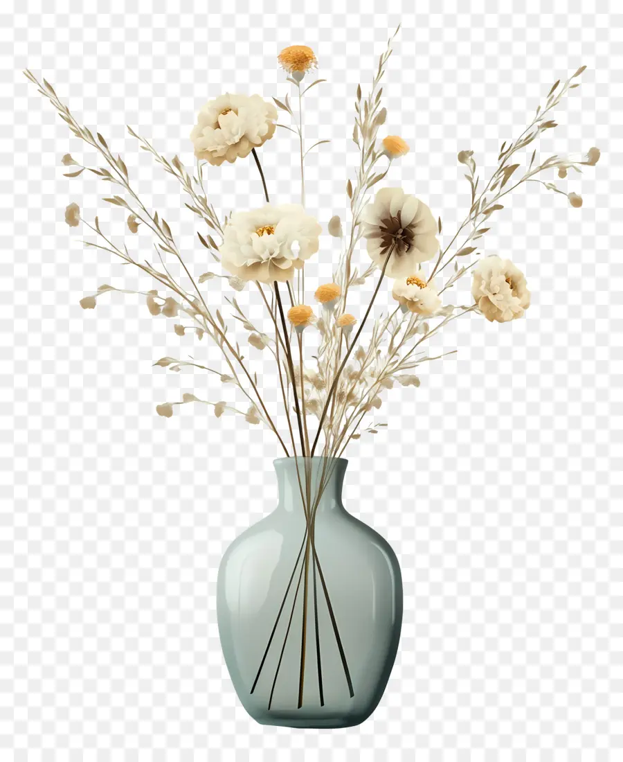 Art Des Fleurs Séchées，Fleurs Dans Un Vase PNG