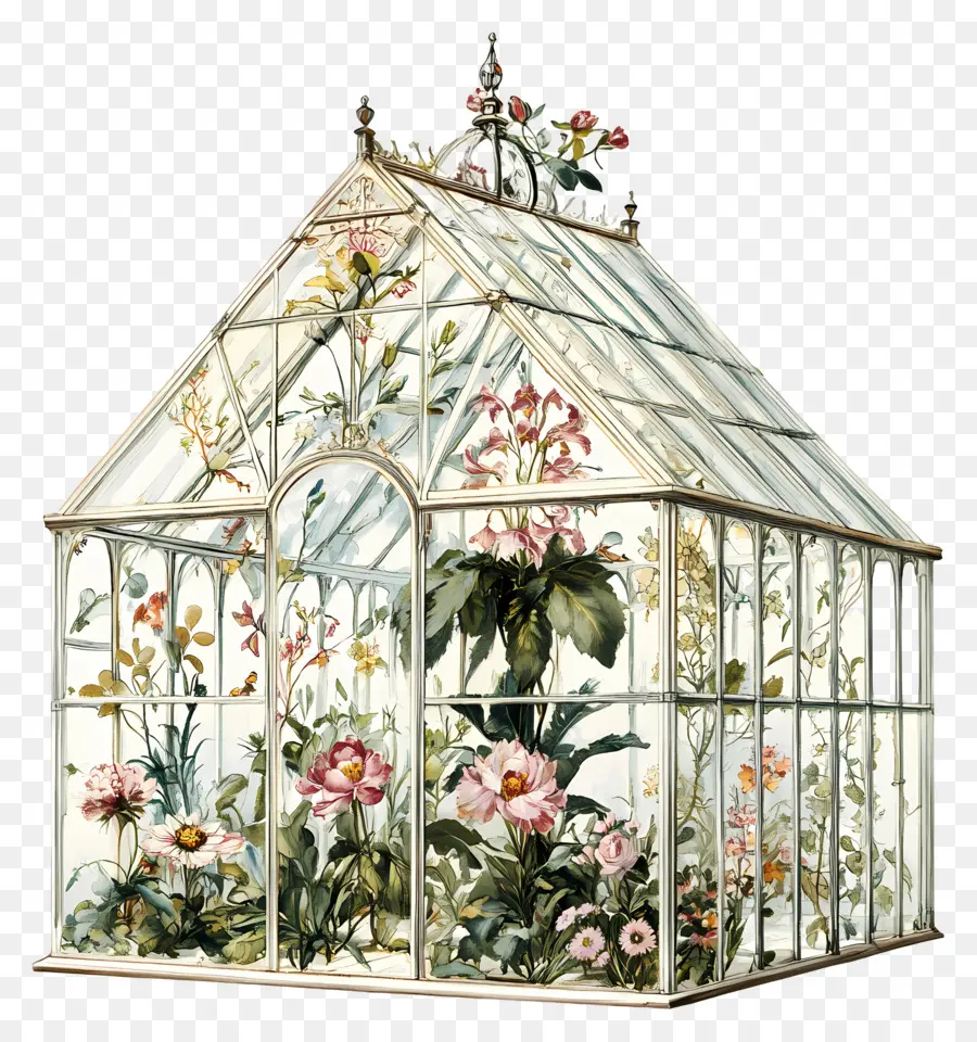 Maison De Fleurs En Verre，Terrarium Fleuri PNG