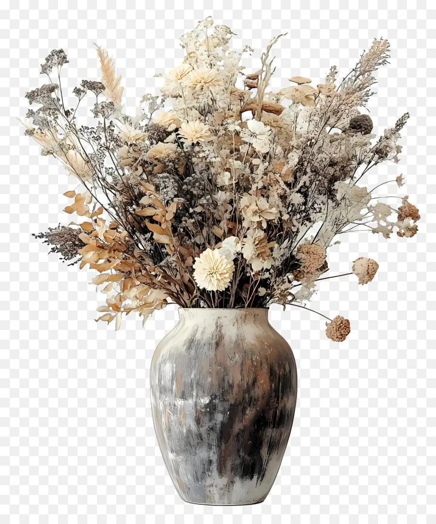 Art Des Fleurs Séchées，Arrangement De Fleurs Séchées Dans Un Vase PNG