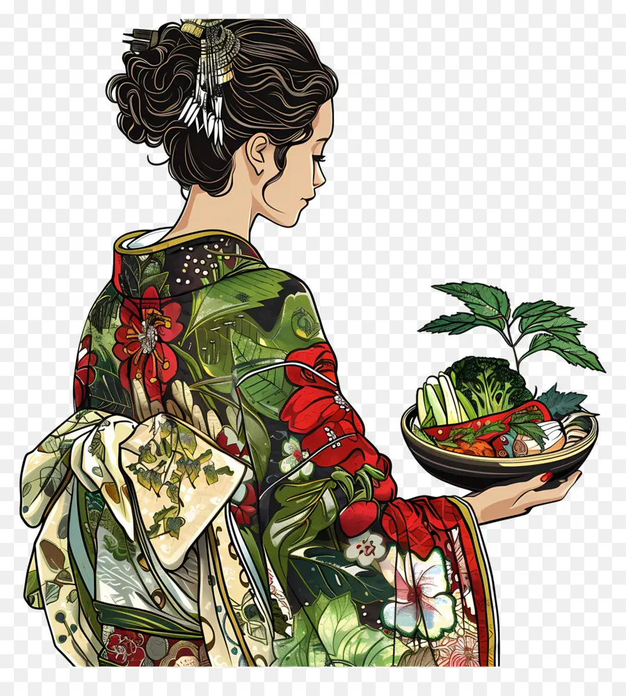 Femme Traditionnelle，Femme En Kimono PNG