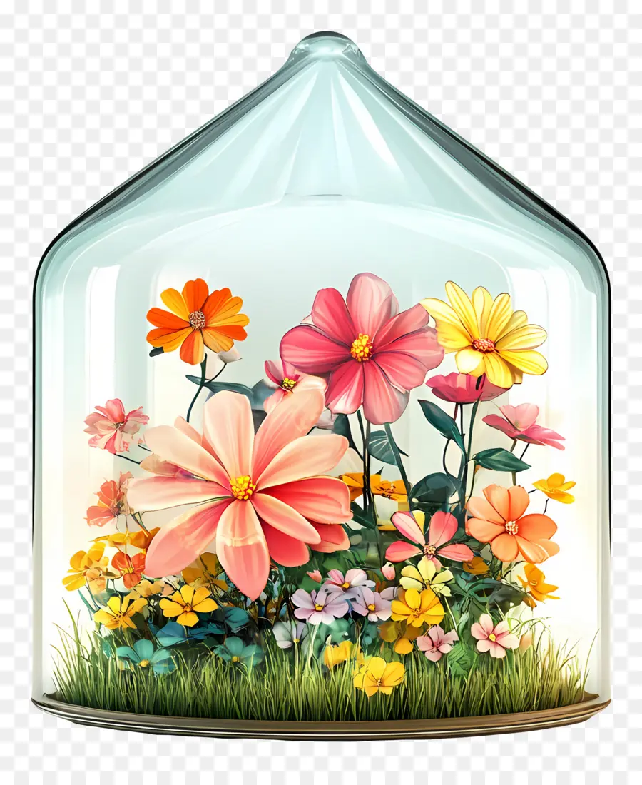 Maison De Fleurs En Verre，Composition Florale PNG