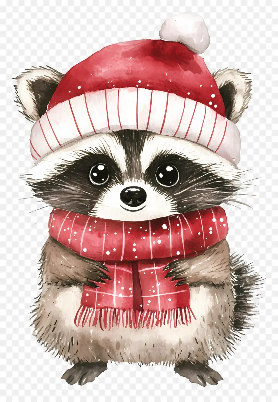 Raton Laveur De Noël，Raton Laveur Avec Bonnet De Noel PNG