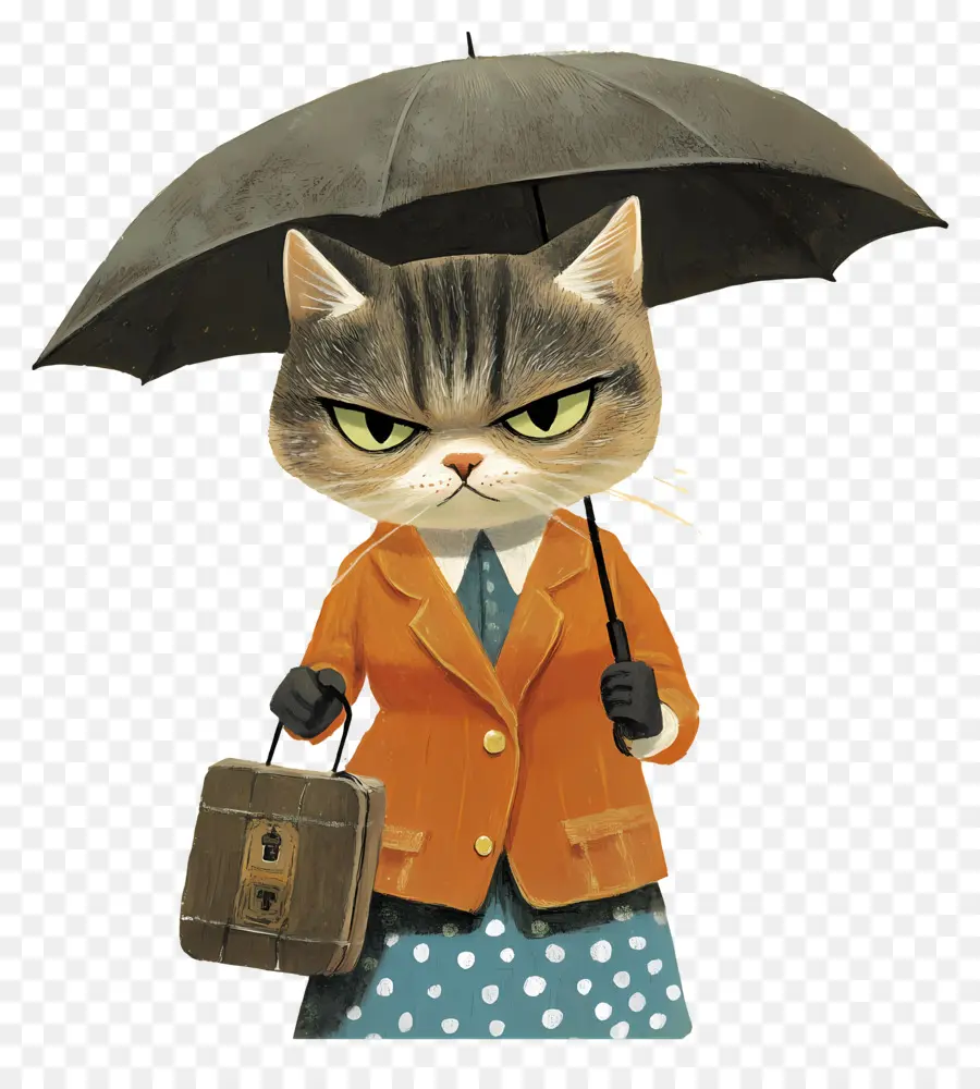 Chat Animé，Chat Avec Parapluie PNG