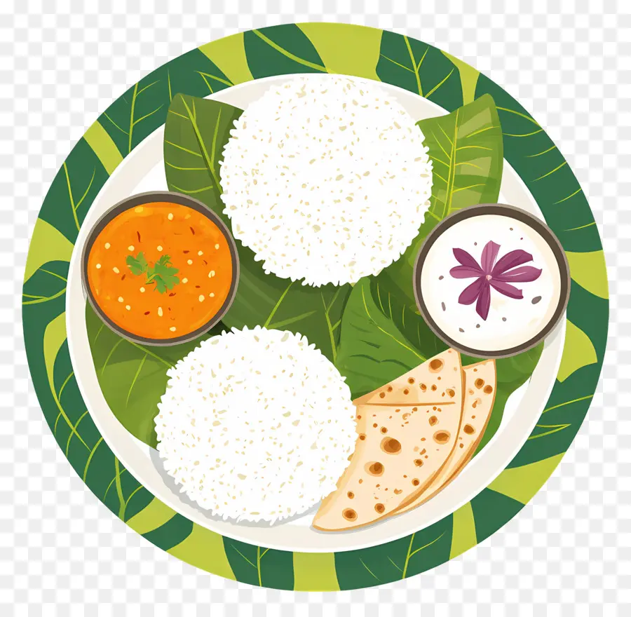 Thali Indien，Illustration De Repas Indien PNG