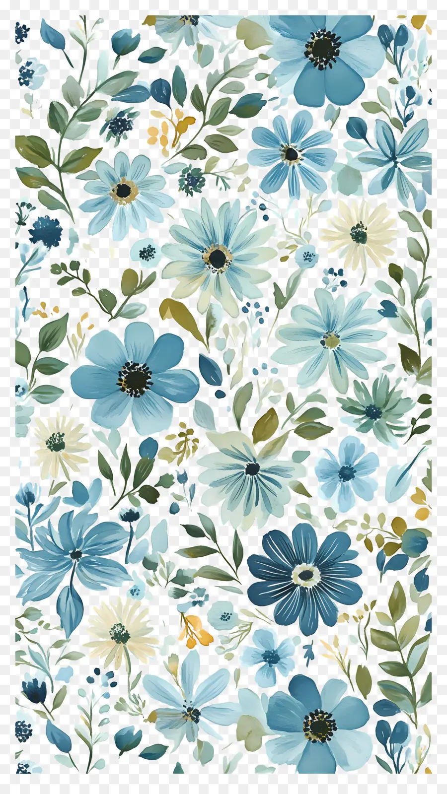 Fond De Fleurs，Motif Floral Bleu PNG