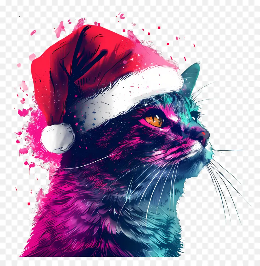 Chat De Noël，Chat Avec Bonnet De Noel PNG