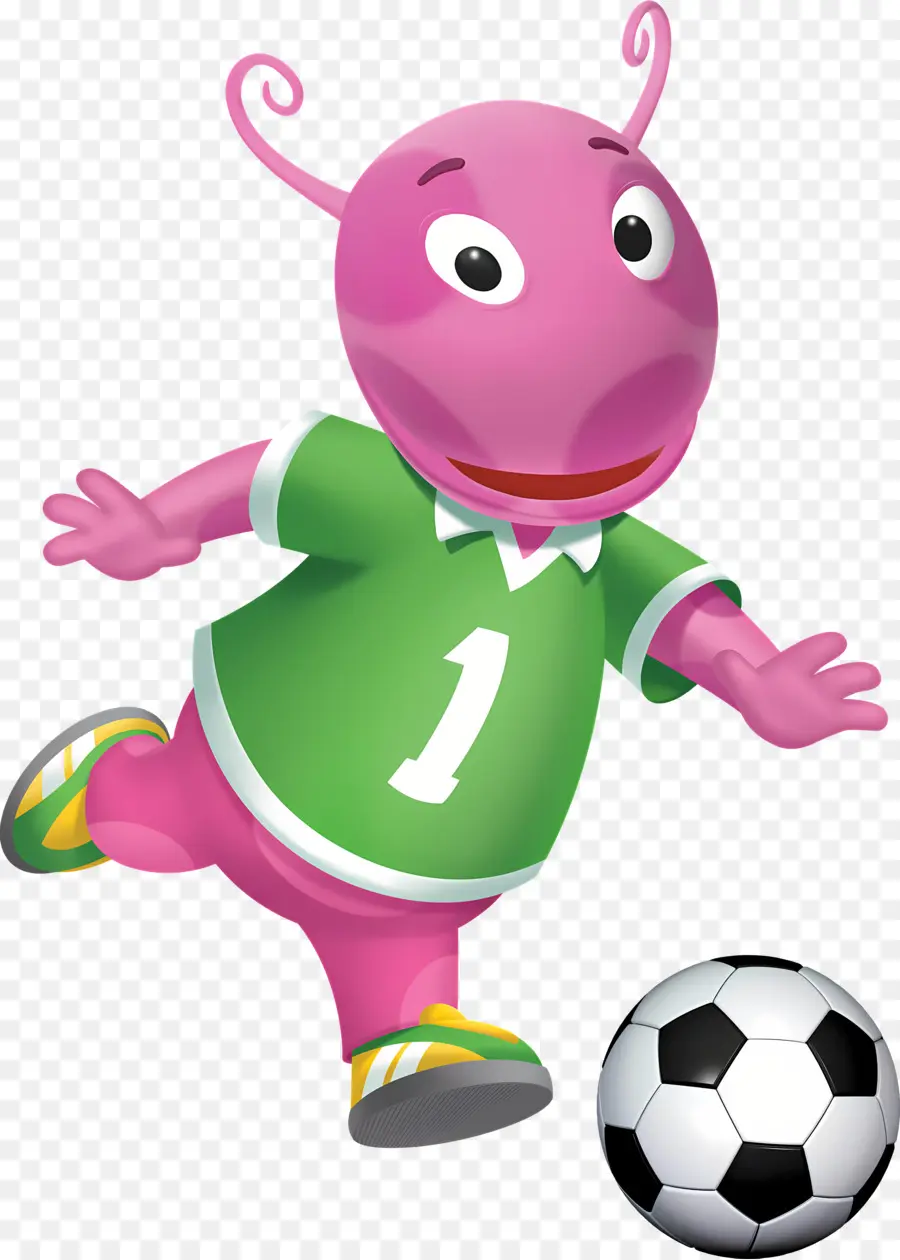 Les Mélodilous，Personnage Rose Jouant Au Football PNG