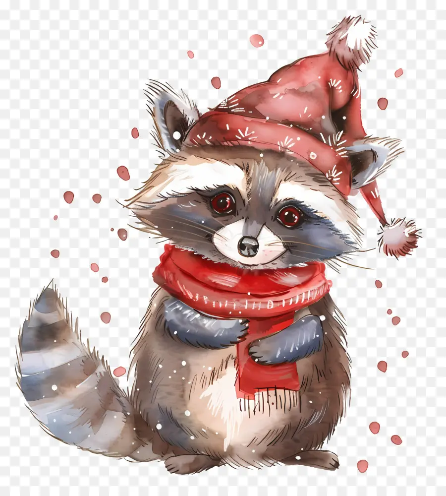 Raton Laveur De Noël，Raton Laveur Avec Bonnet De Noel PNG