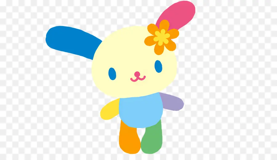 Usahana，Lapin Coloré Avec Fleur PNG