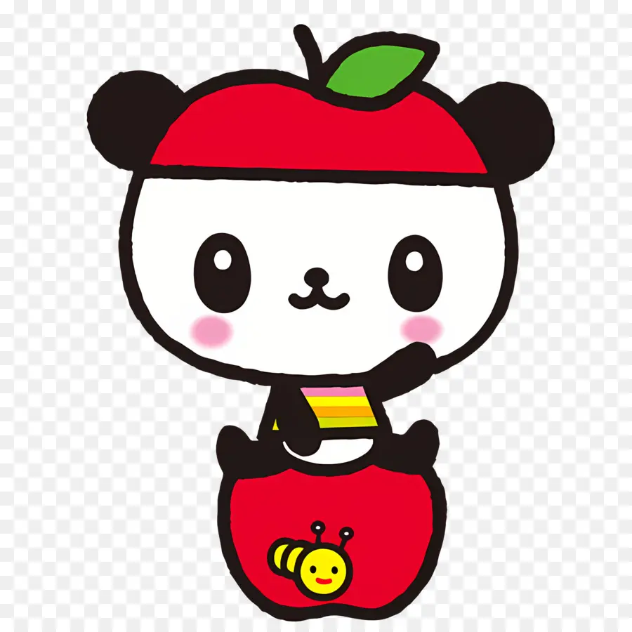 Pandomme，Panda Avec Chapeau De Pomme PNG