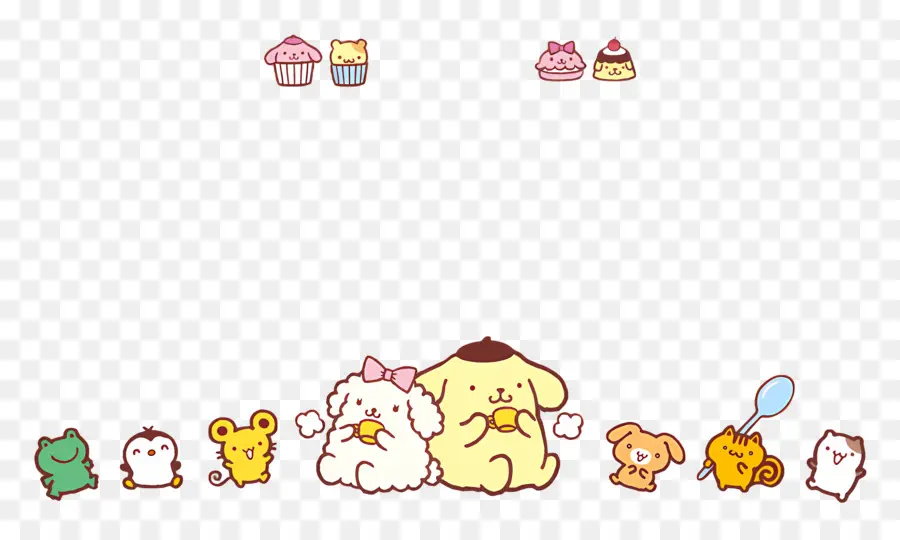 Pompompurine，Animaux Mignons Avec Des Cupcakes PNG