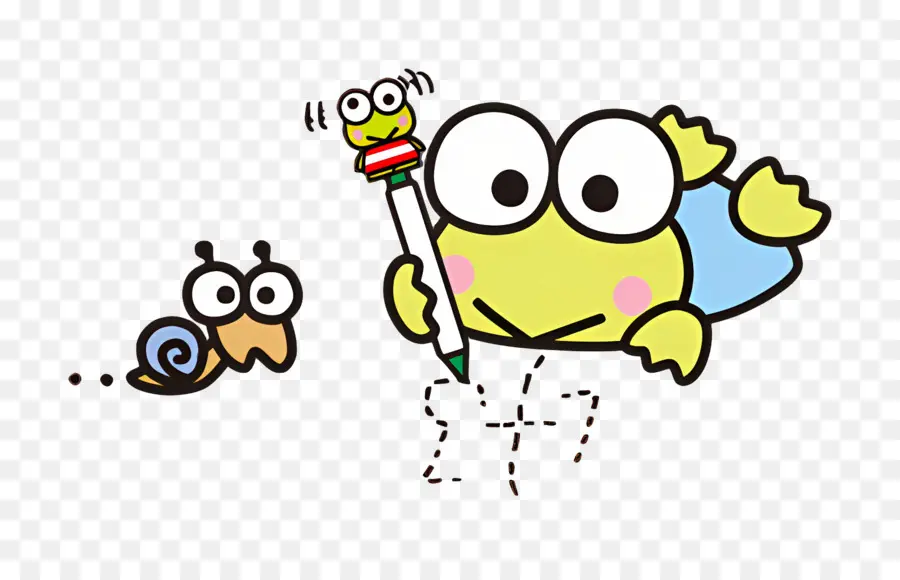 Keroppi，Grenouille Avec Un Crayon PNG