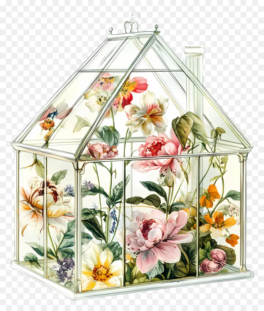 Maison De Fleurs En Verre，Terrarium Fleuri PNG