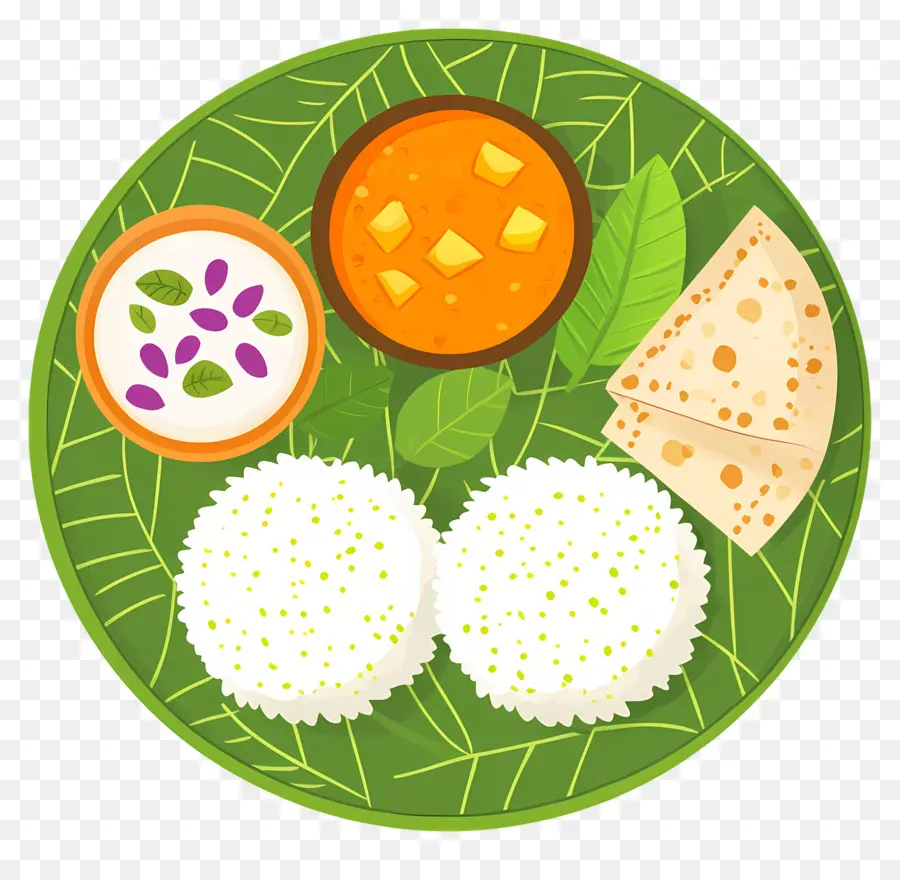 Thali Indien，Illustration De Repas Indien PNG