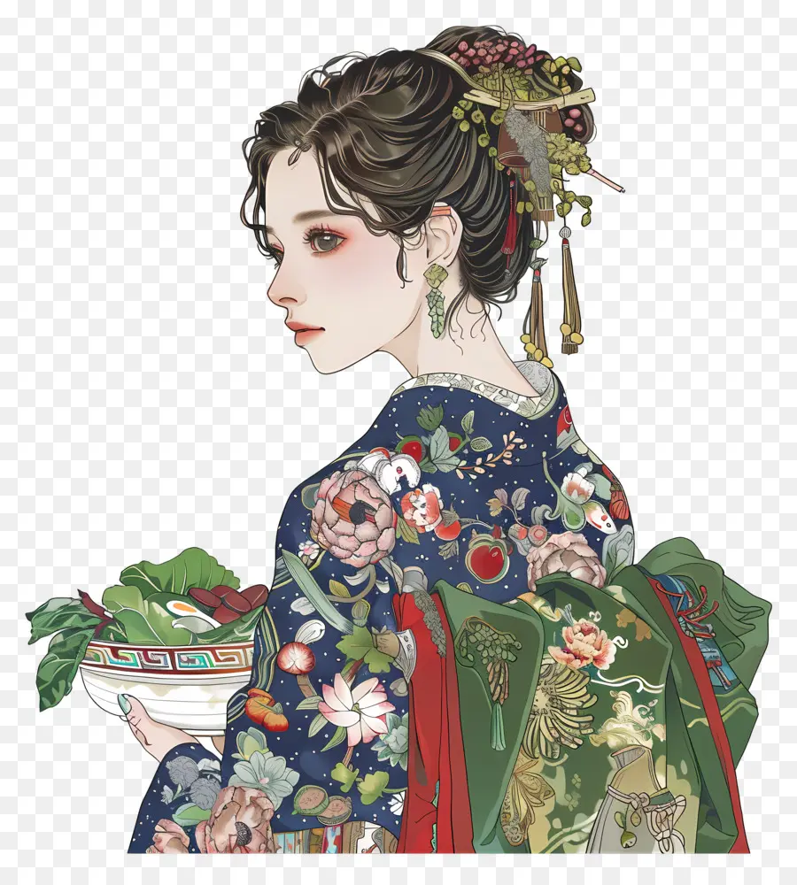 Femme Traditionnelle，Femme En Kimono PNG