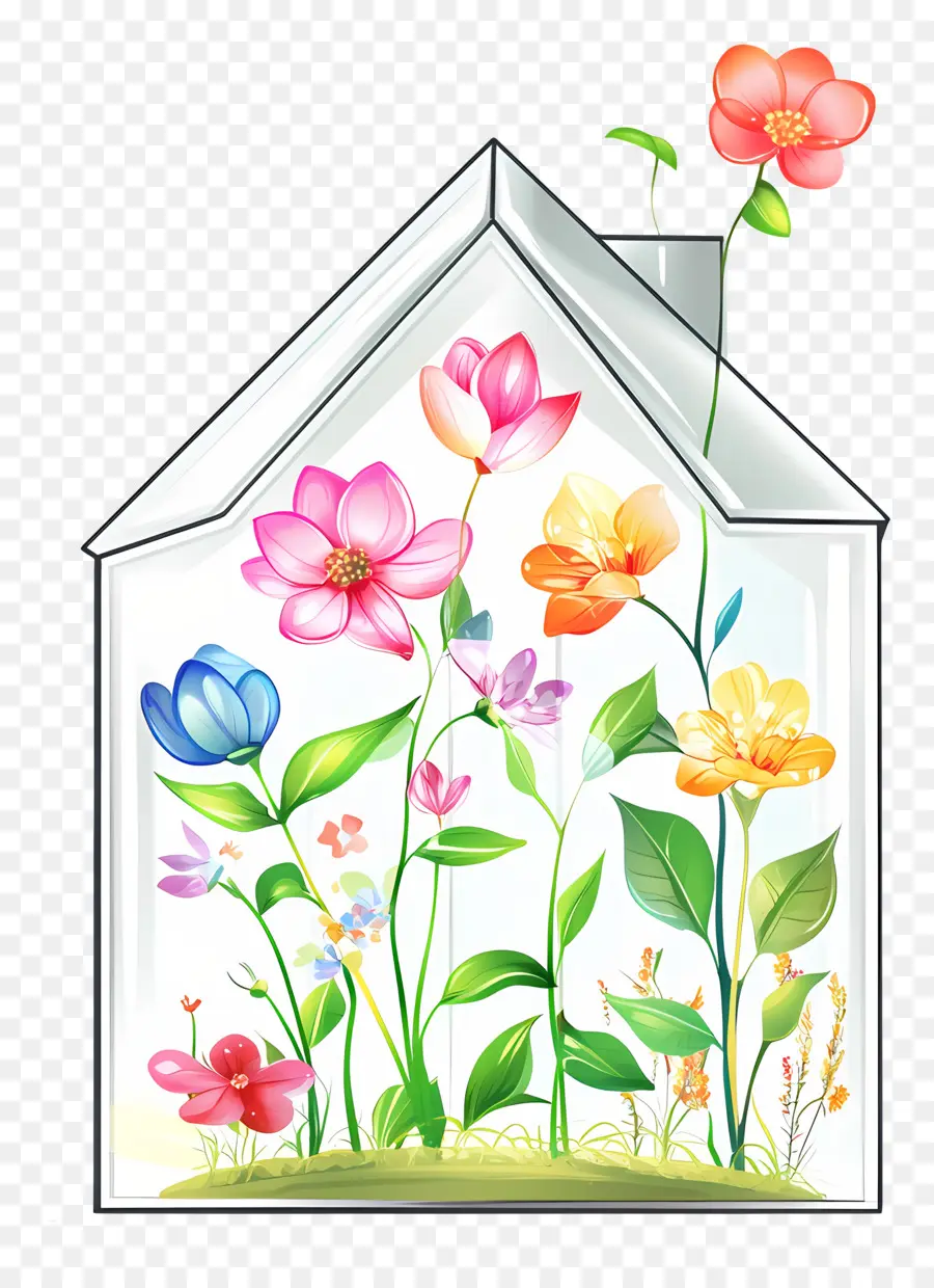 Maison De Fleurs En Verre，Maison Fleurie PNG