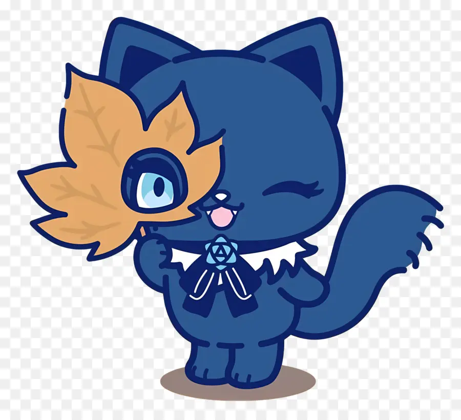 Adorozatorumaire，Chat Bleu Avec Masque Feuille PNG