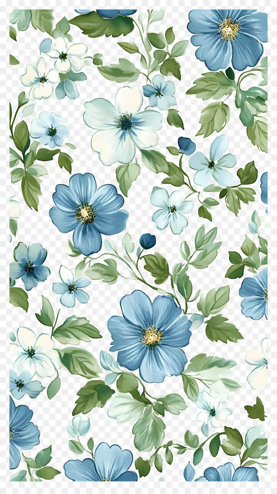 Fond De Fleurs，Motif Floral Bleu Et Blanc PNG