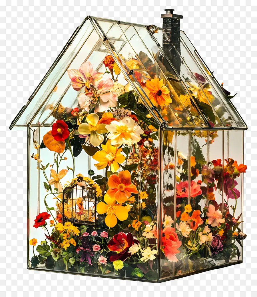 Maison De Fleurs En Verre，Maison Florale PNG