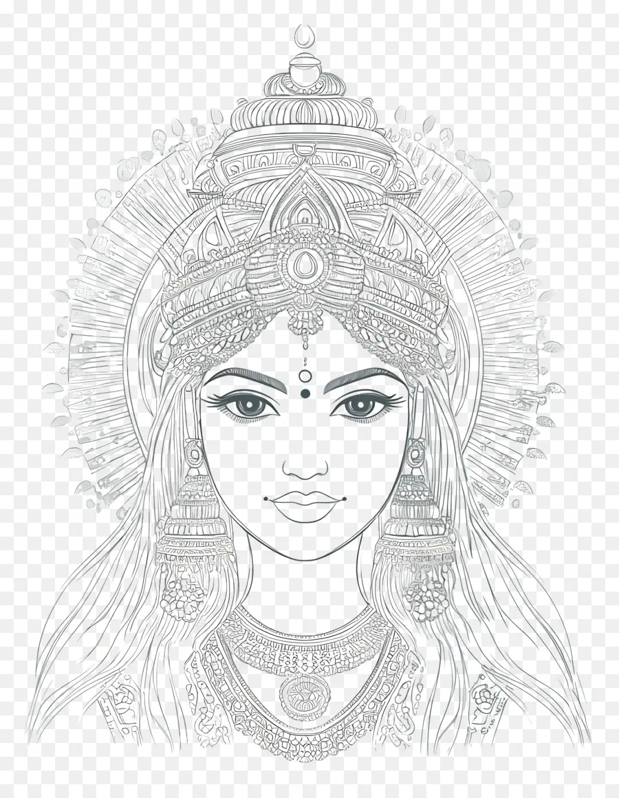 Navratri，Illustration De La Déesse PNG