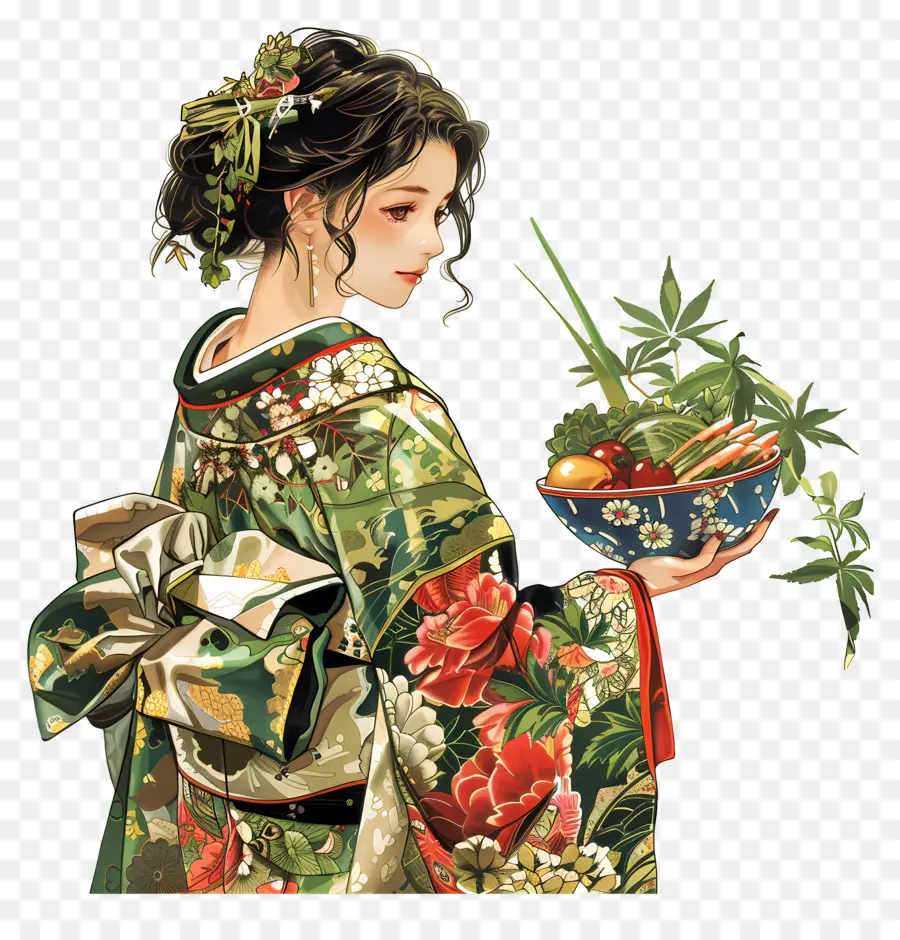 Femme Traditionnelle，Femme En Kimono PNG