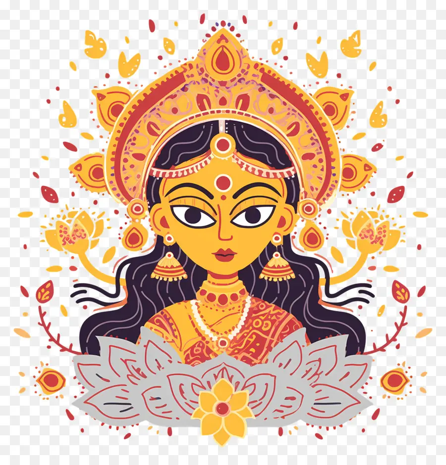 Navratri，Illustration De La Déesse PNG