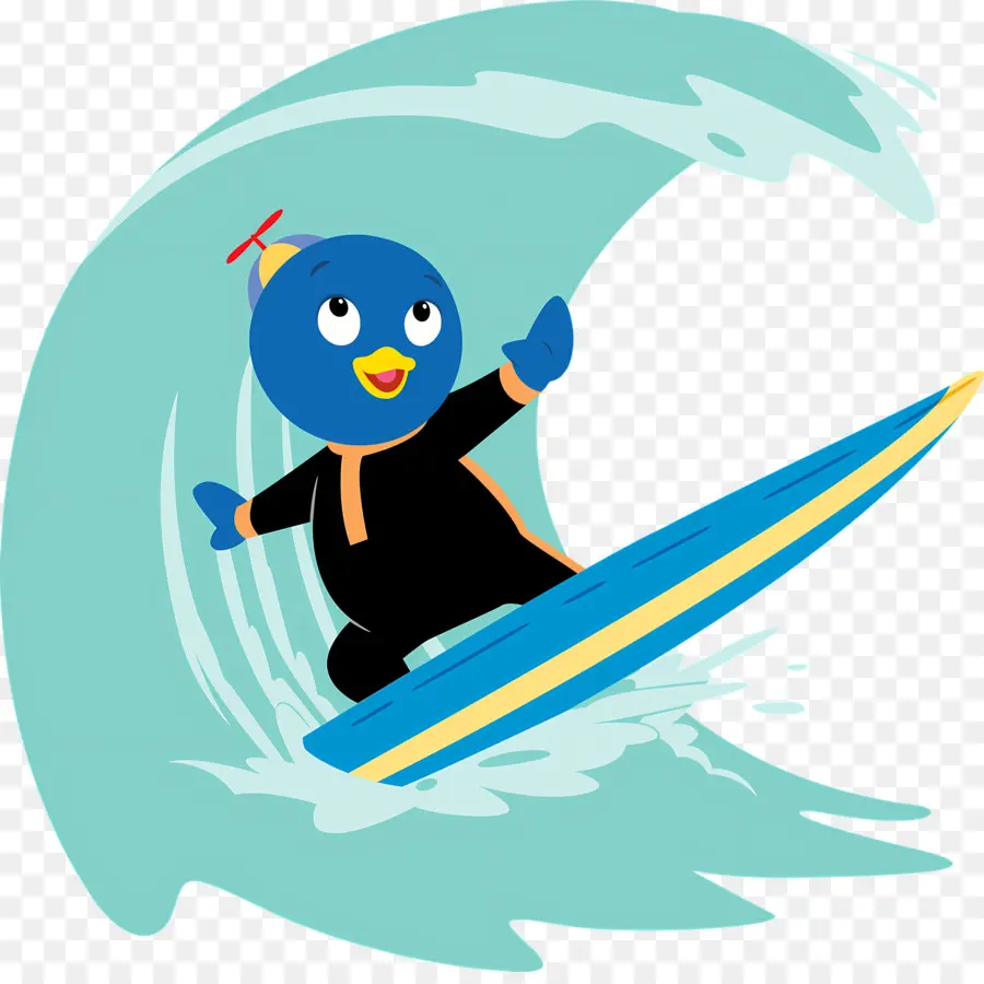 Les Mélodilous，Pingouin Surfant PNG