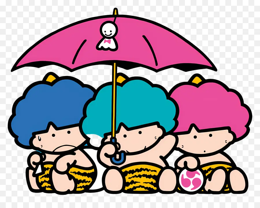 Goropikadon，Trois Bébés Avec Parapluie PNG