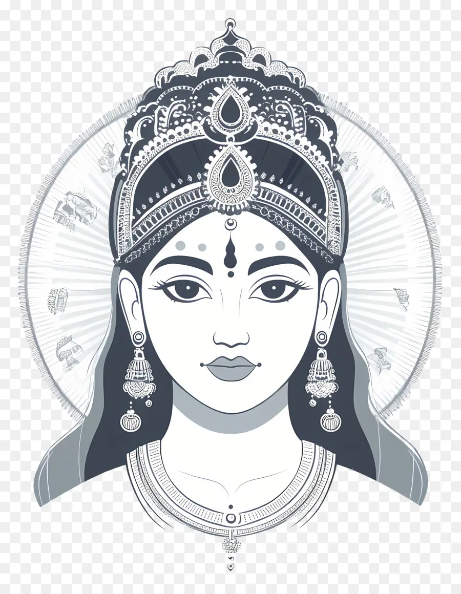 Navratri，Illustration De La Déesse PNG