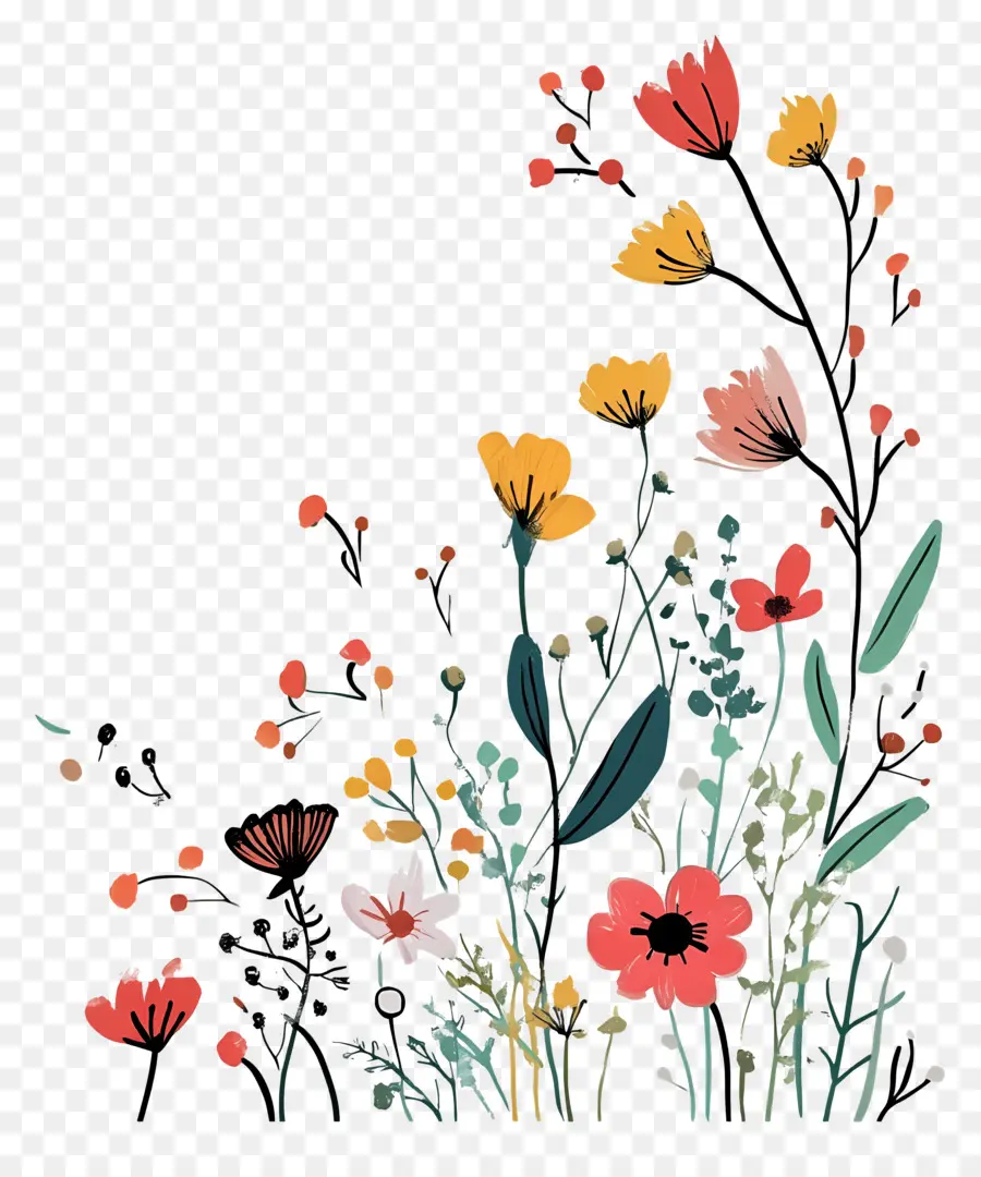 Coin Des Fleurs，Fleurs Roses Et Oranges PNG