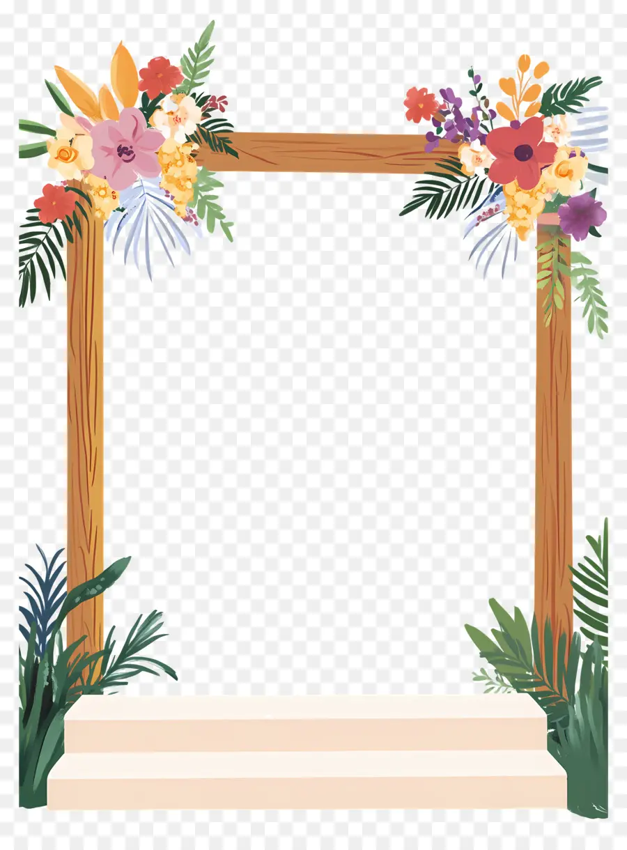 Fond De Fleur De Mariage，Cadre Floral PNG