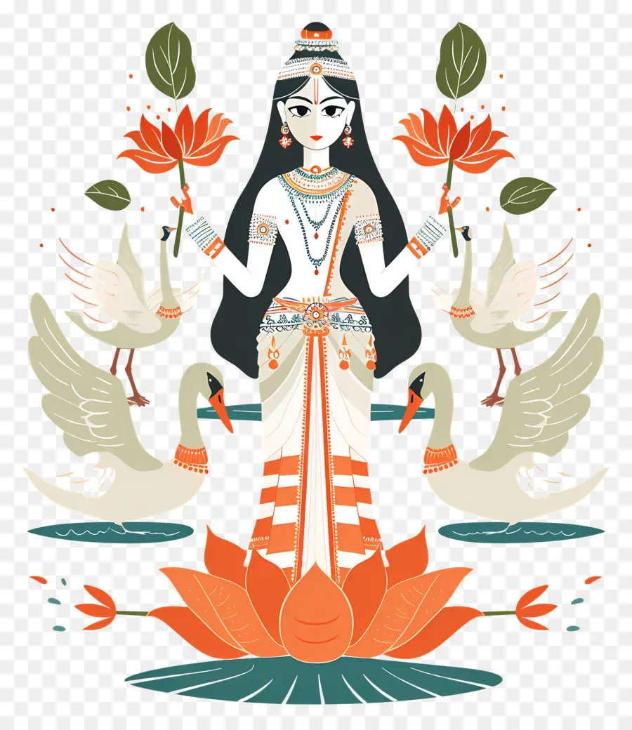 Vasant Panchami，Illustration De La Déesse PNG