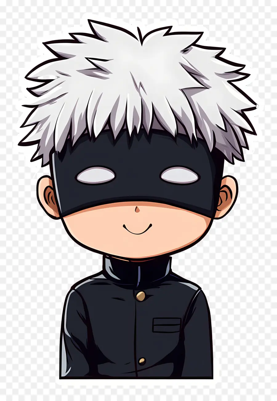 Gojo，Personnage Chibi Aux Cheveux Blancs Et Masque PNG